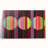 Abstract geometric stretched canvas artwork featuring vibrant colors and dynamic shapes, perfect for modern home decor. Ideal for adding a contemporary touch to any living space.