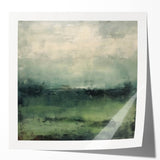 Abstract landscape wall art print featuring vibrant colors and fluid shapes, displayed in a glossy finish, ideal for modern home decor.