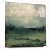 Abstract landscape wall art displayed in a side view, showcasing vibrant colors and textures, framed with acrylic glass and secured with decorative pins.