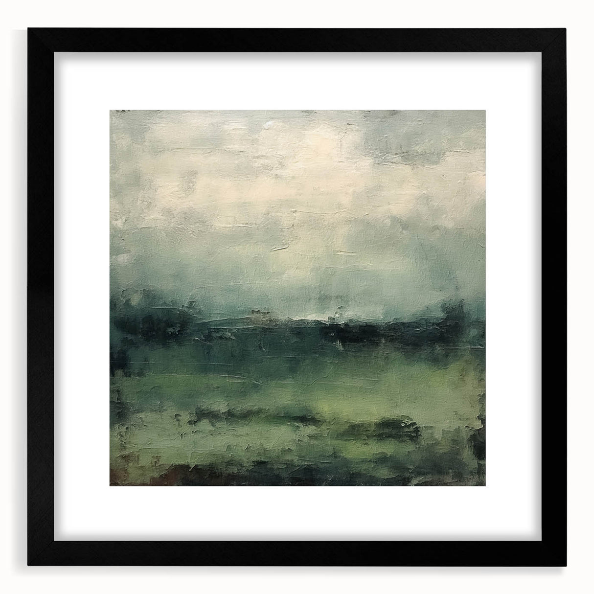 Abstract landscape wall art framed in black, showcasing vibrant colors and dynamic shapes, perfect for modern home decor and artistic interior design.