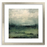 Abstract landscape wall art framed in silver with a mat, showcasing vibrant colors and dynamic shapes, perfect for modern home decor. Ideal for enhancing living spaces.