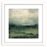 Abstract landscape wall art framed in white with a mat, showcasing vibrant colors and textured details, perfect for modern home decor.