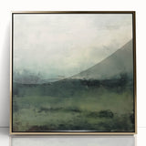 Abstract landscape wall art featuring a gold-accented design, framed elegantly, showcasing vibrant colors and textures, perfect for modern decor.