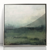 Framed abstract landscape wall art featuring a silver-acrylic finish, showcasing vibrant colors and intricate patterns, perfect for modern home decor.