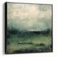 Framed canvas wall art showcasing an abstract landscape design with bold colors and textures, presented in a sleek black frame, ideal for modern decor.