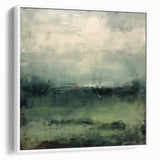 Framed abstract landscape wall art showcasing soft pastel colors and fluid forms, set against a white background, perfect for modern home decor.