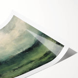 Abstract landscape wall art print showcasing vibrant colors and fluid shapes, perfect for modern decor. The rolled print is designed for easy framing and display in any room.