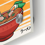 Large abstract wall art featuring assorted food dishes in vibrant colors on acrylic glass, ideal for dining room decor.