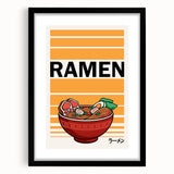 Extra large abstract art print featuring colorful, textured images of various food dishes on a black framed canvas.