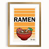 Extra large abstract art print featuring textured food dishes in muted gold tones, framed with a mat.