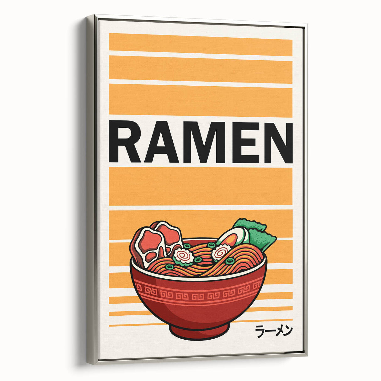 Framed canvas featuring a vintage poster of colorful landscape art paintings, ideal for dining room decor.
