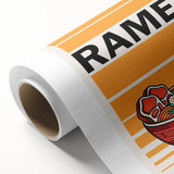 Art deco style poster of various colorful food dishes on rolled canvas, suitable for dining room wall art.