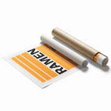 Extra large rolled print featuring an array of illustrated food dishes in muted earth tones.