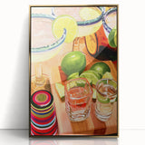 Art deco poster featuring geometric patterns and soft gold and white tones on acrylic.