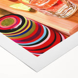 Art deco poster featuring a stylized cocktail glass, rendered in bold black and gold tones on rolled canvas.