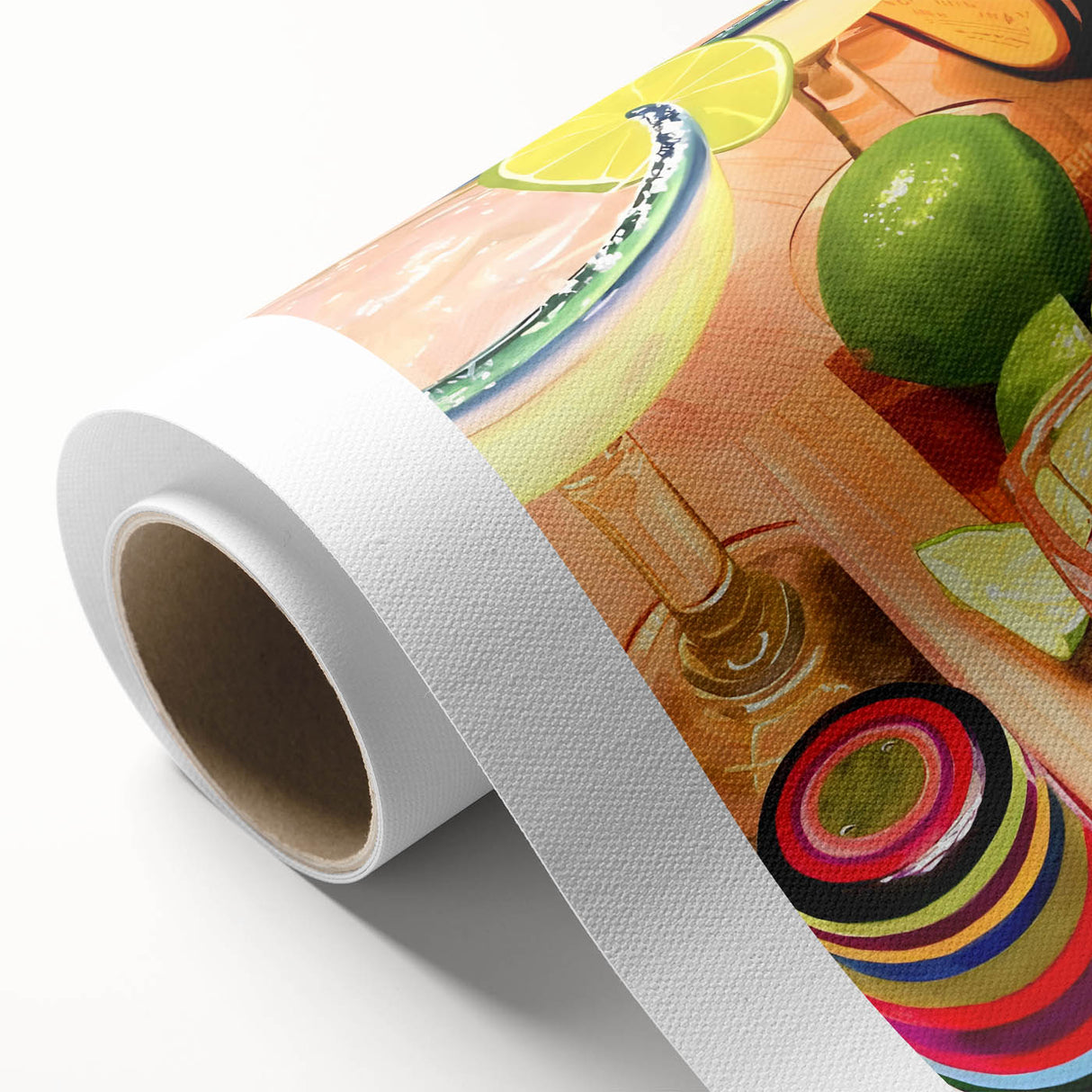 Art deco poster featuring a stylized cocktail glass in pastel shades on rolled canvas, ideal for dining room wall art.