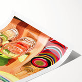 Extra large wall art featuring line art flowers in black and white, rolled print format.