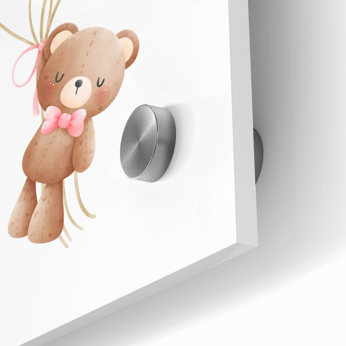 Personalized Kids Art - Floating Teddy with Balloons Wall Decor