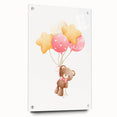 Personalized Kids Art - Floating Teddy with Balloons Wall Decor