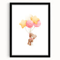 Personalized Kids Art - Floating Teddy with Balloons Wall Decor