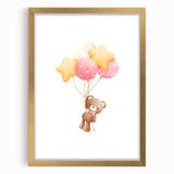 Personalized Kids Art - Floating Teddy with Balloons Wall Decor