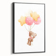 Personalized Kids Art - Floating Teddy with Balloons Wall Decor