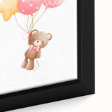 Personalized Kids Art - Floating Teddy with Balloons Wall Decor