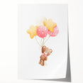 Personalized Kids Art - Floating Teddy with Balloons Wall Decor