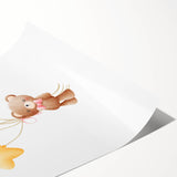 Personalized Kids Art - Floating Teddy with Balloons Wall Decor