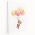 Personalized Kids Art - Floating Teddy with Balloons Wall Decor