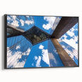 Framed landscape canvas artwork showcasing a black bridge viewed from the side, emphasizing intricate details and textures, perfect for modern home decor.
