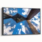 Framed landscape canvas artwork showcasing a black bridge viewed from the side, emphasizing intricate details and textures, perfect for modern home decor.