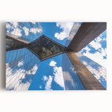 Landscape canvas artwork depicting a serene bridge scene with lush greenery and a tranquil water reflection, ideal for home decor and art enthusiasts.