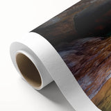 Vibrant rolled canvas artwork showcasing a stunning landscape of canyons in warm earth tones, perfect for home decor or art enthusiasts, packaged securely for delivery.