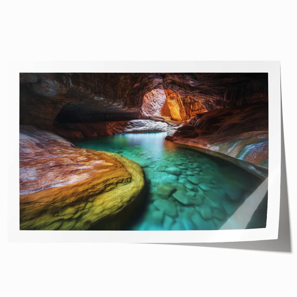 Vibrant rolled print showcasing a stunning landscape of canyons, featuring rich earthy tones and intricate details, ideal for home decor or art collectors.