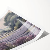 Scenic landscape wall art print showcasing rolling green hills and a serene countryside under a clear blue sky, ideal for home decor enhancement. Perfect for nature lovers and art enthusiasts.