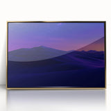 Framed acrylic artwork showcasing a stunning desert landscape, featuring warm gold tones and intricate details, perfect for enhancing modern home decor.