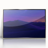 Framed acrylic artwork depicting a vibrant desert landscape with striking colors and intricate details, perfect for modern home decor and art enthusiasts.