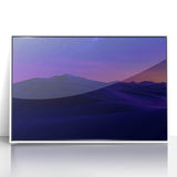 Framed acrylic artwork of a desert landscape in white frame, showcasing vibrant colors and unique textures, perfect for home decor or office spaces.