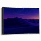 Framed canvas artwork showcasing a stunning desert landscape with vibrant colors, featuring a sleek black frame and a side view highlighting its depth and texture. This piece adds a modern touch to any home decor, perfect for nature enthusiasts.