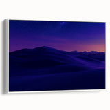 Framed canvas artwork depicting a serene desert landscape with warm hues of orange and beige, showcasing a modern aesthetic. Ideal for home decor or office ambiance.