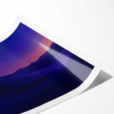 Desert landscape canvas print rolled and packaged in a sturdy tube, showcasing vibrant hues of orange and yellow against a blue sky, ideal for home decor.