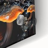 Large abstract wall art in mid-century modernist style, featuring organic shapes in muted earth tones on acrylic glass.