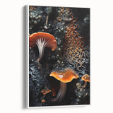 Vintage poster art featuring close-up natural elements on a white framed canvas.