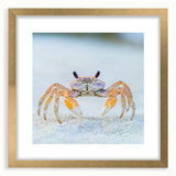 Extra large abstract art print featuring textured close-ups of animals in muted earth tones, framed in gold.