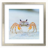 Textured art print of an abstract animal in muted earth tones, framed in silver, ideal for bedroom art.