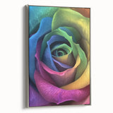 Framed canvas featuring a vintage-style landscape with colorful flora against a black background.