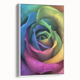 Extra large vintage poster art of colorful florals on a black background, framed canvas, ideal for living room decor.
