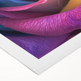 Art deco poster featuring close-up floral designs in pastel shades on rolled canvas.