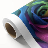 Art Deco floral design in vibrant shades on rolled canvas, ideal for nursery wall art or dining room decor.